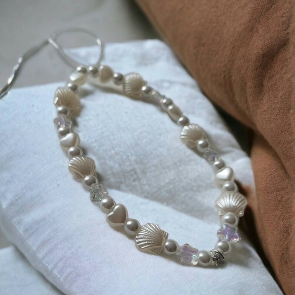 Pearl and Seashell Phone Charm